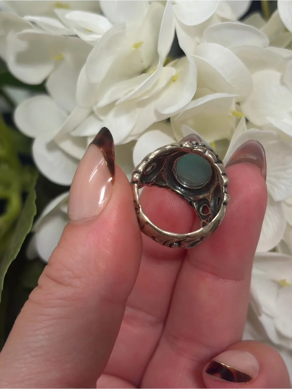 Vintage sterling Silver Larimar Ring Size 8